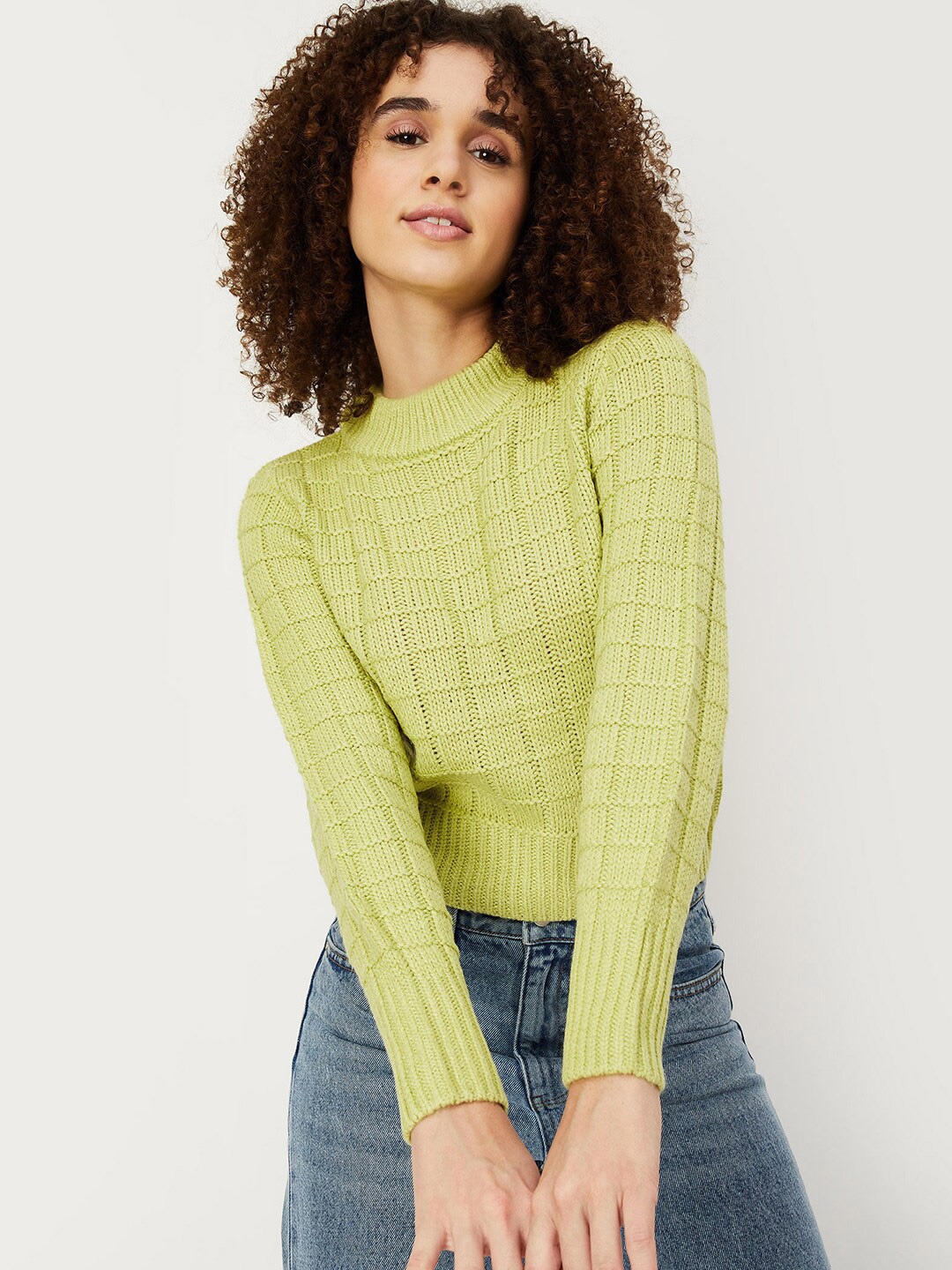 

max Self Designed Mock Collar Pullover, Green
