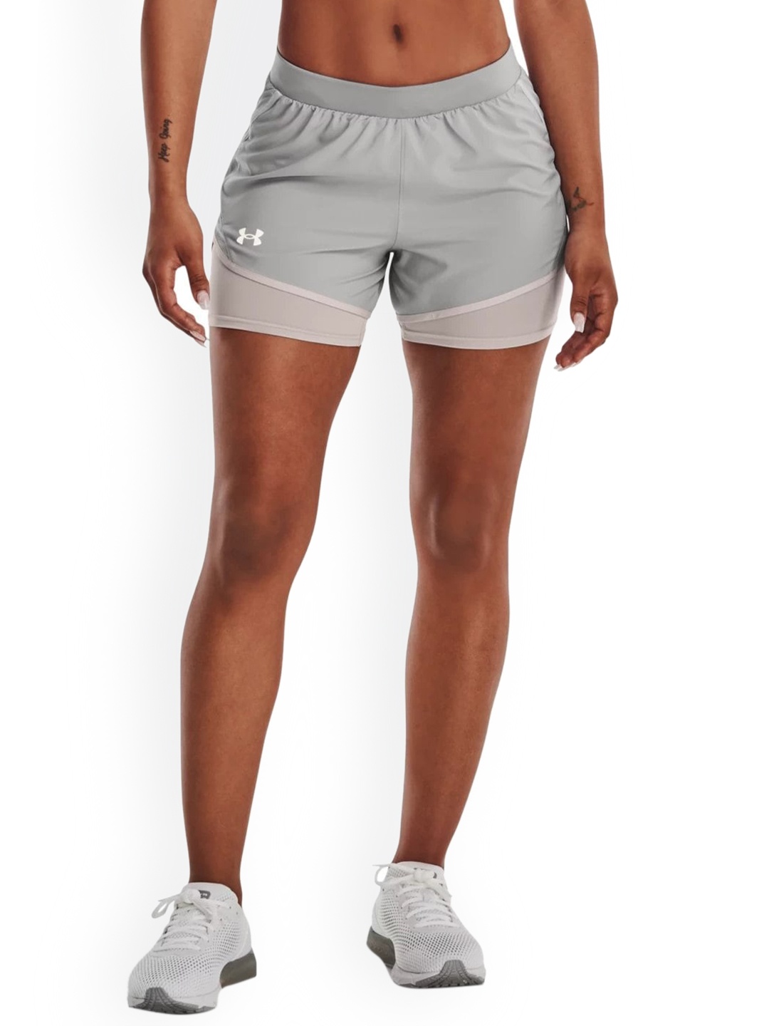 

UNDER ARMOUR Women Mid-Rise Running Sports Shorts, Grey