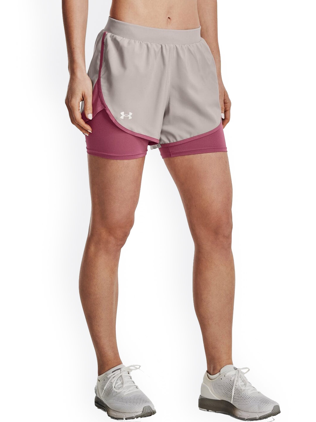 

UNDER ARMOUR Women Slim-Fit Mid-Rise Running Sports Shorts, Grey