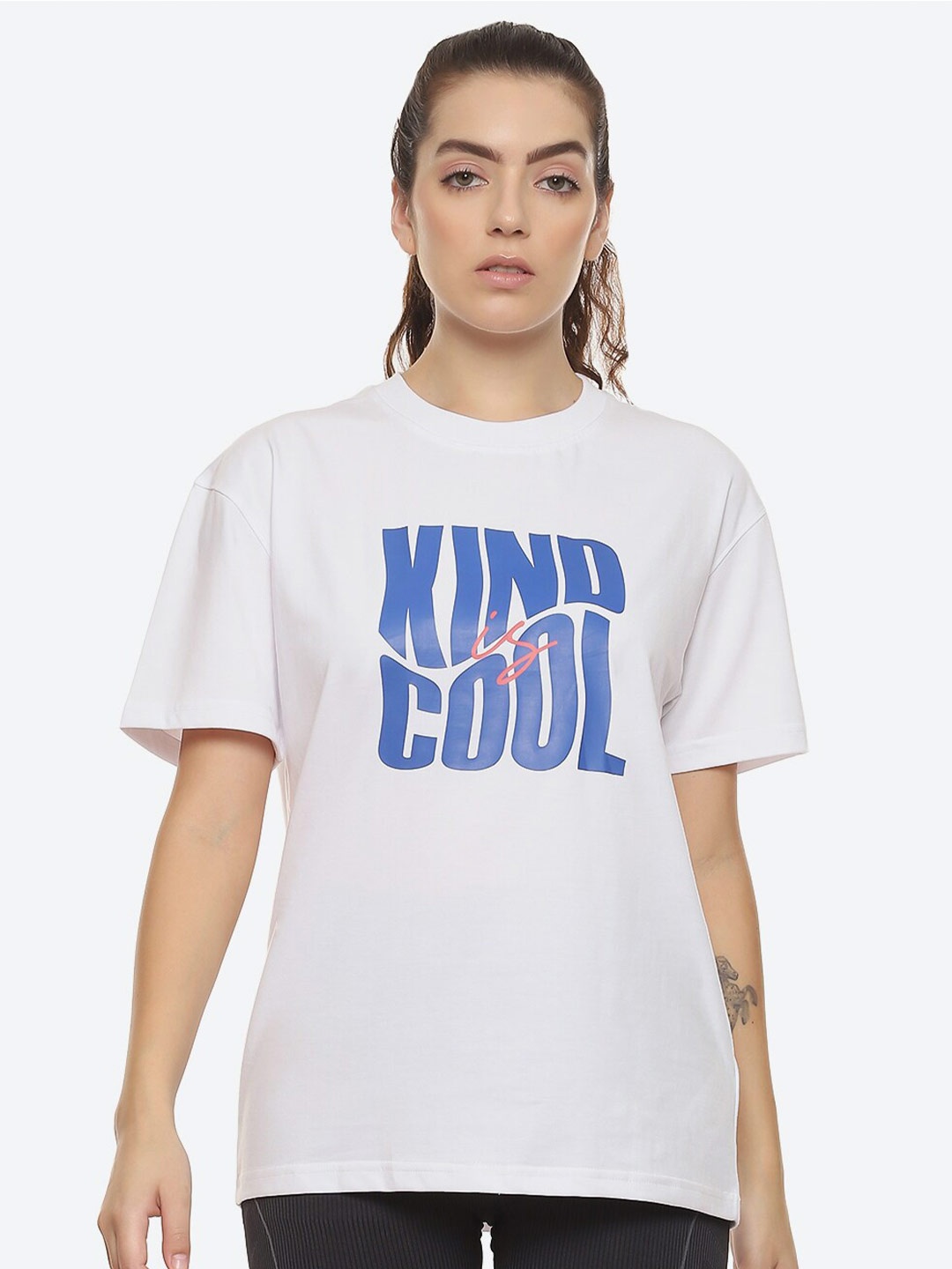 

hummel Typography Printed Oversized Cotton T-shirt, Off white