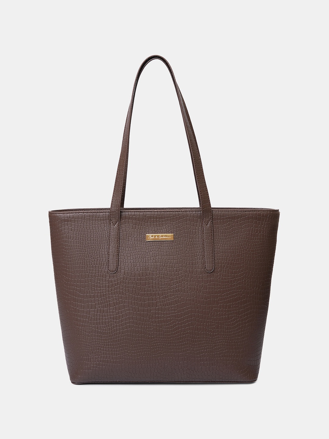 

Mast & Harbour Brown Textured PU Shopper Tote Bag