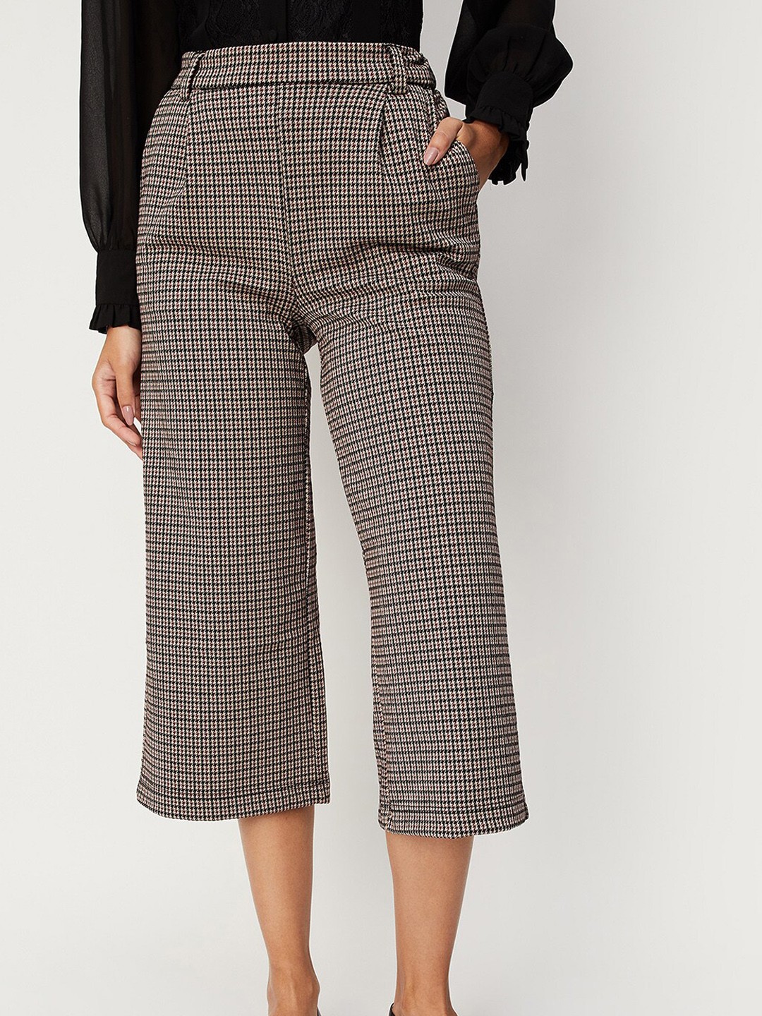 

max Women Mid-Rise Three-Fourth Length Culottes Trousers, Cream