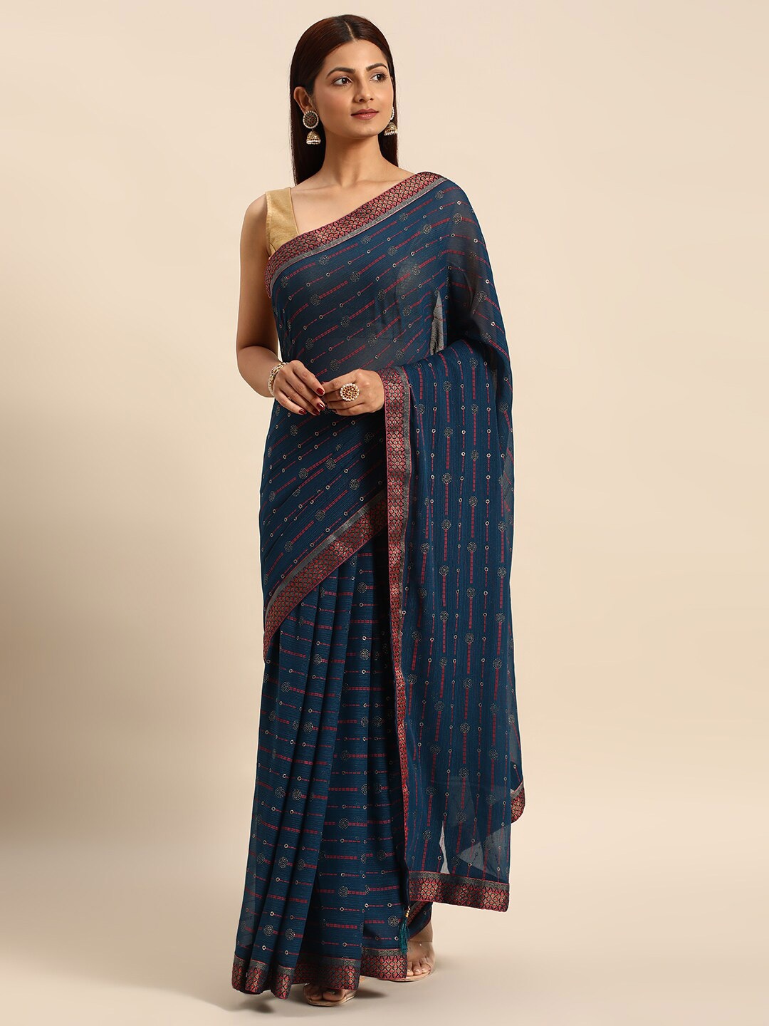 

KALINI Blue Embellished Saree