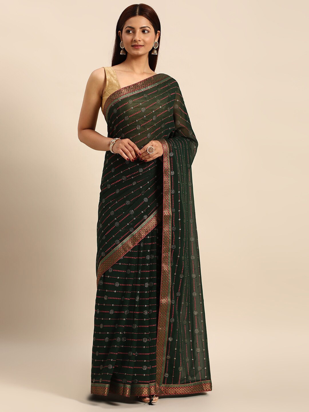 

KALINI Green Embellished Saree
