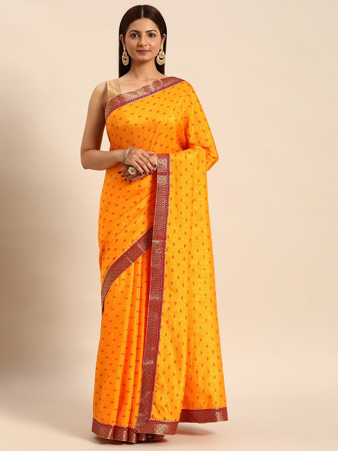 

KALINI Ethnic Motifs Printed Zari Pure Silk Saree, Yellow