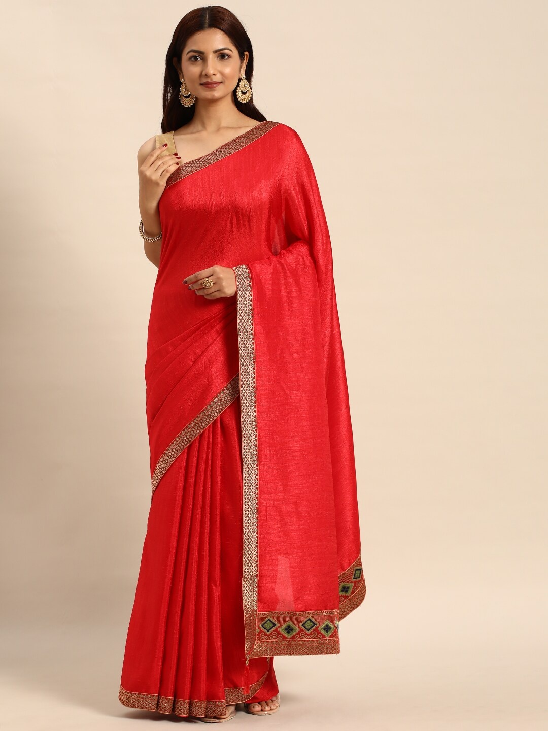 

KALINI Zari Pure Silk Saree, Red