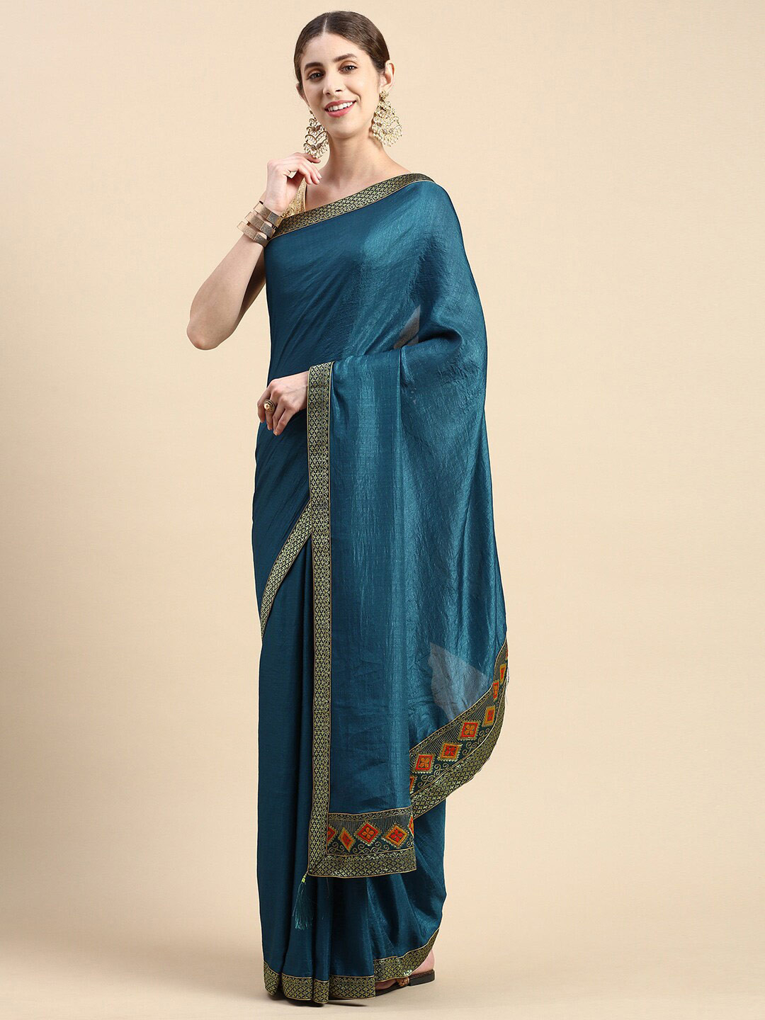 

KALINI Zari Pure Silk Saree, Blue