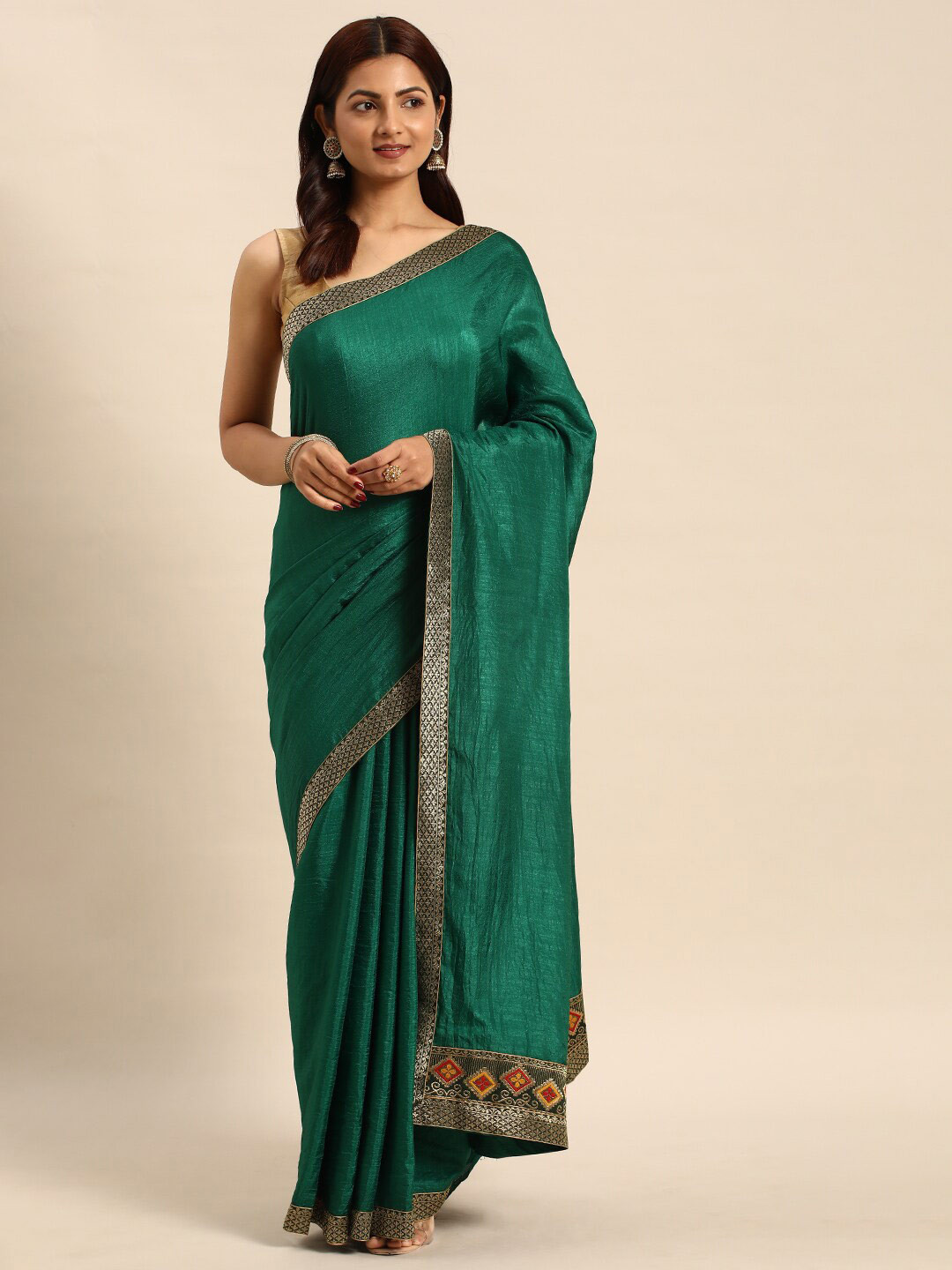 

KALINI Zari Pure Silk Saree, Green