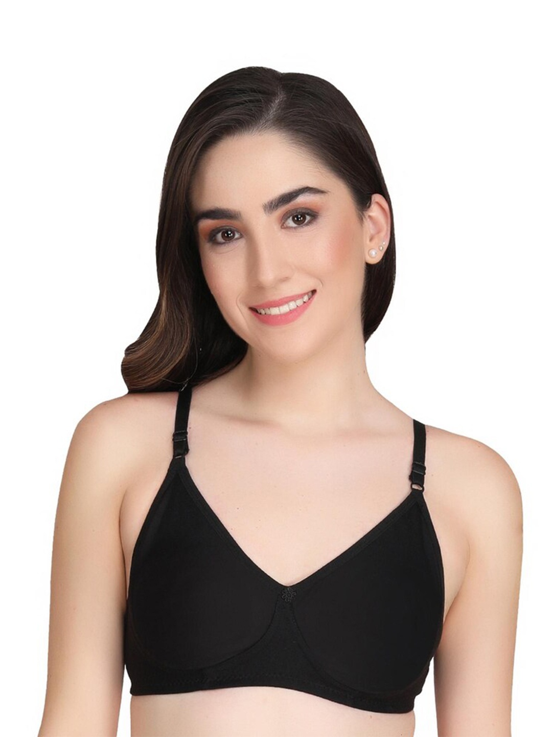 

LIONZY Full Coverage Lightly Padded Cotton Bra, Black