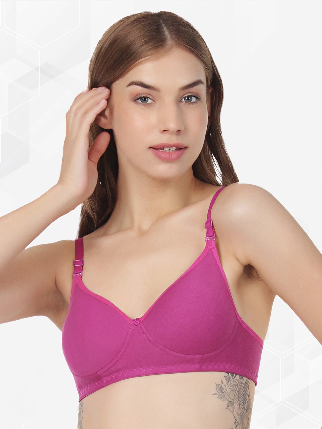 

LIONZY Full Coverage Lightly Padded T-shirt Bra With All Day Comfort, Pink