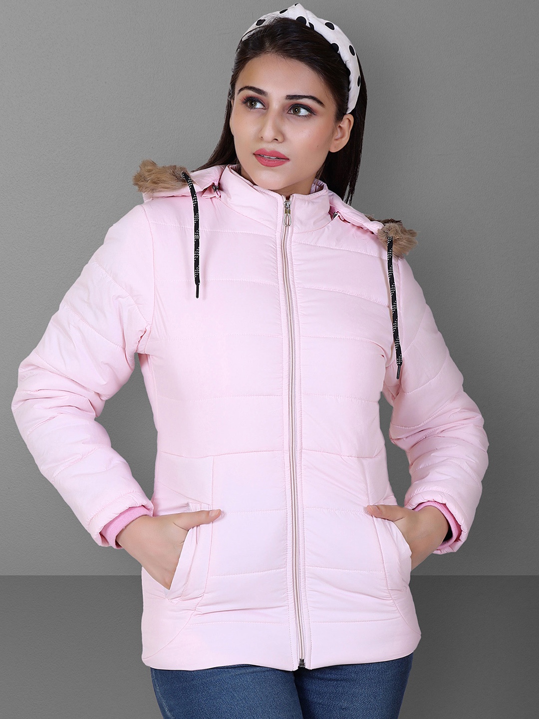 

Brazo Hooded Fur Detail Lightweight Parka Jacket, Pink