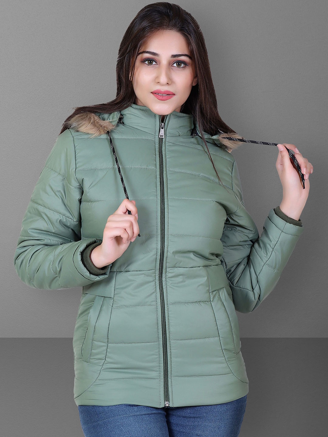 

Brazo Hooded Fur Detail Lightweight Parka Jacket, Green