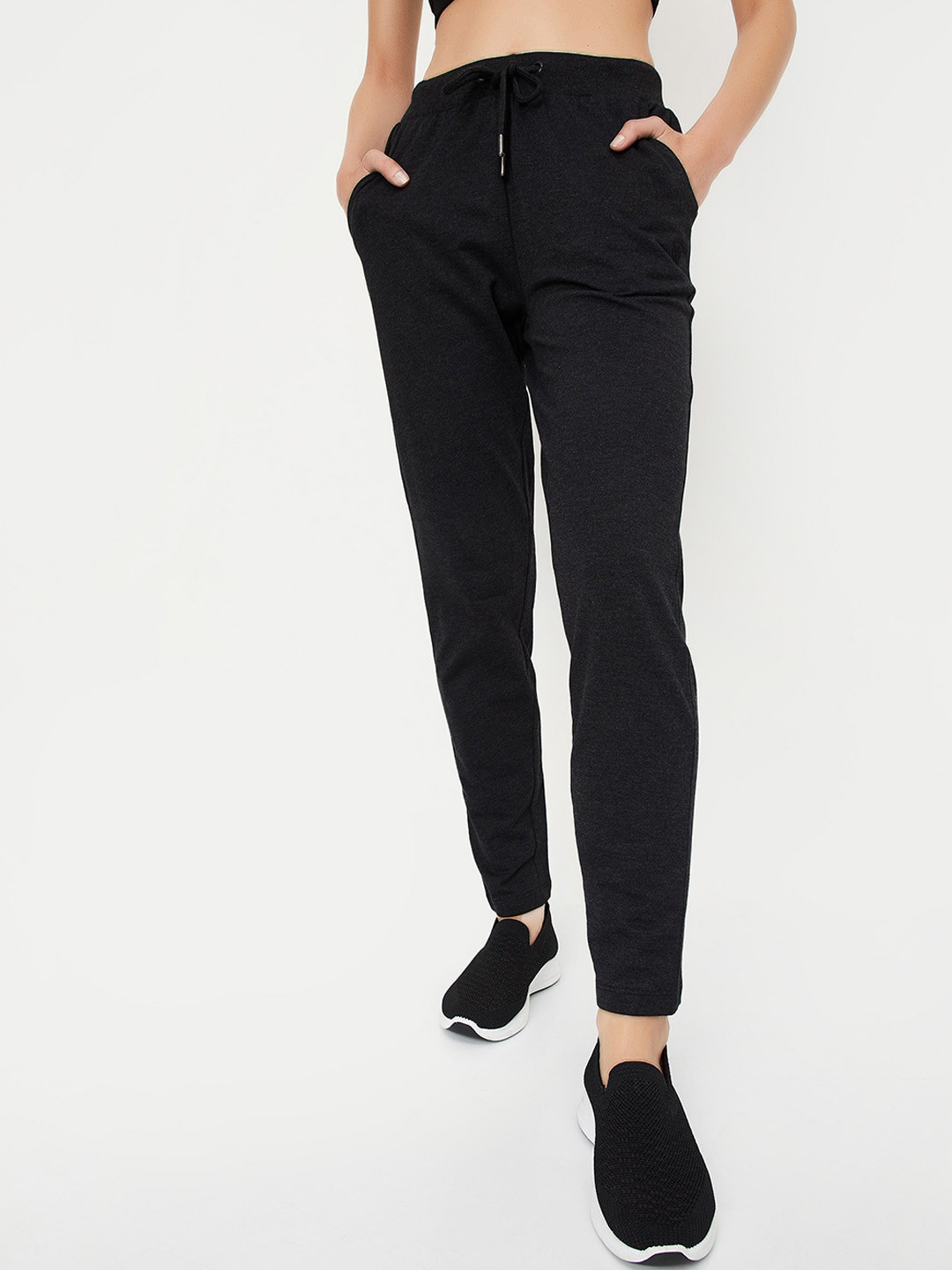 

max Women Mid-Rise Track Pants, Charcoal