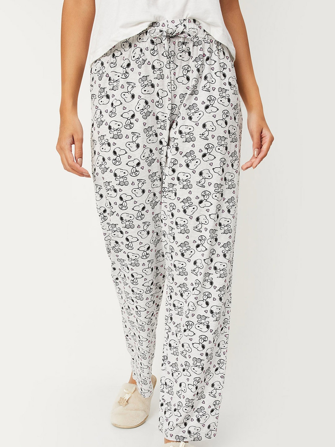 

max Women Peanuts Snoopy Printed Lounge Pant, Grey melange