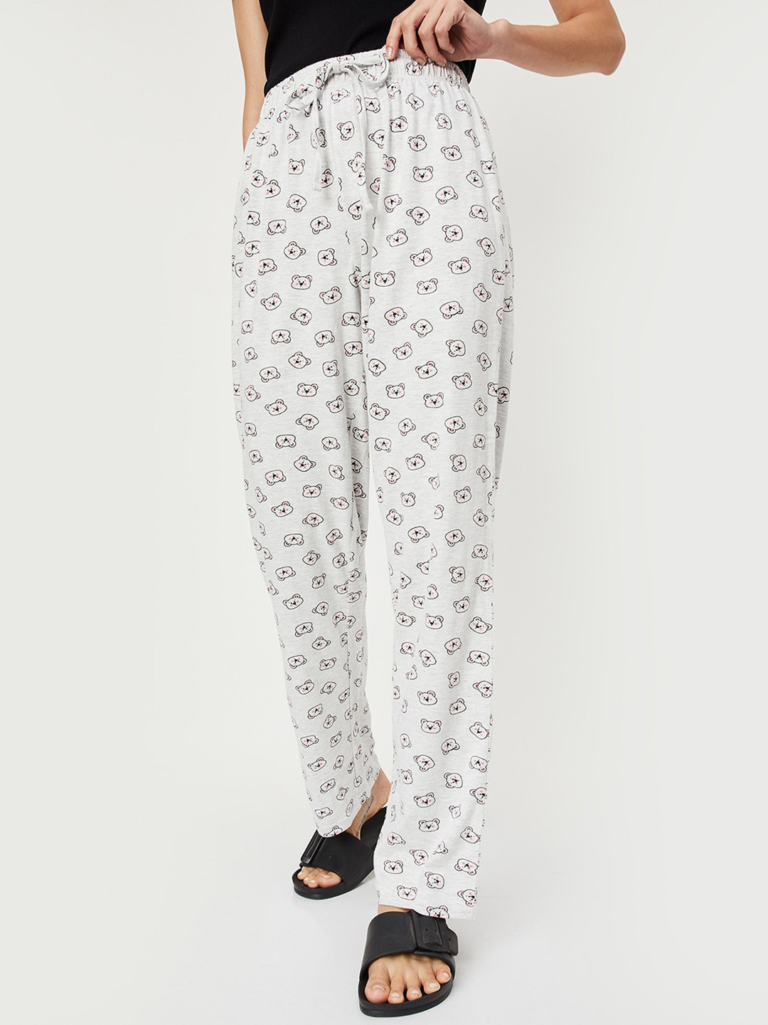 

max Women Printed Lounge Pants, Grey melange