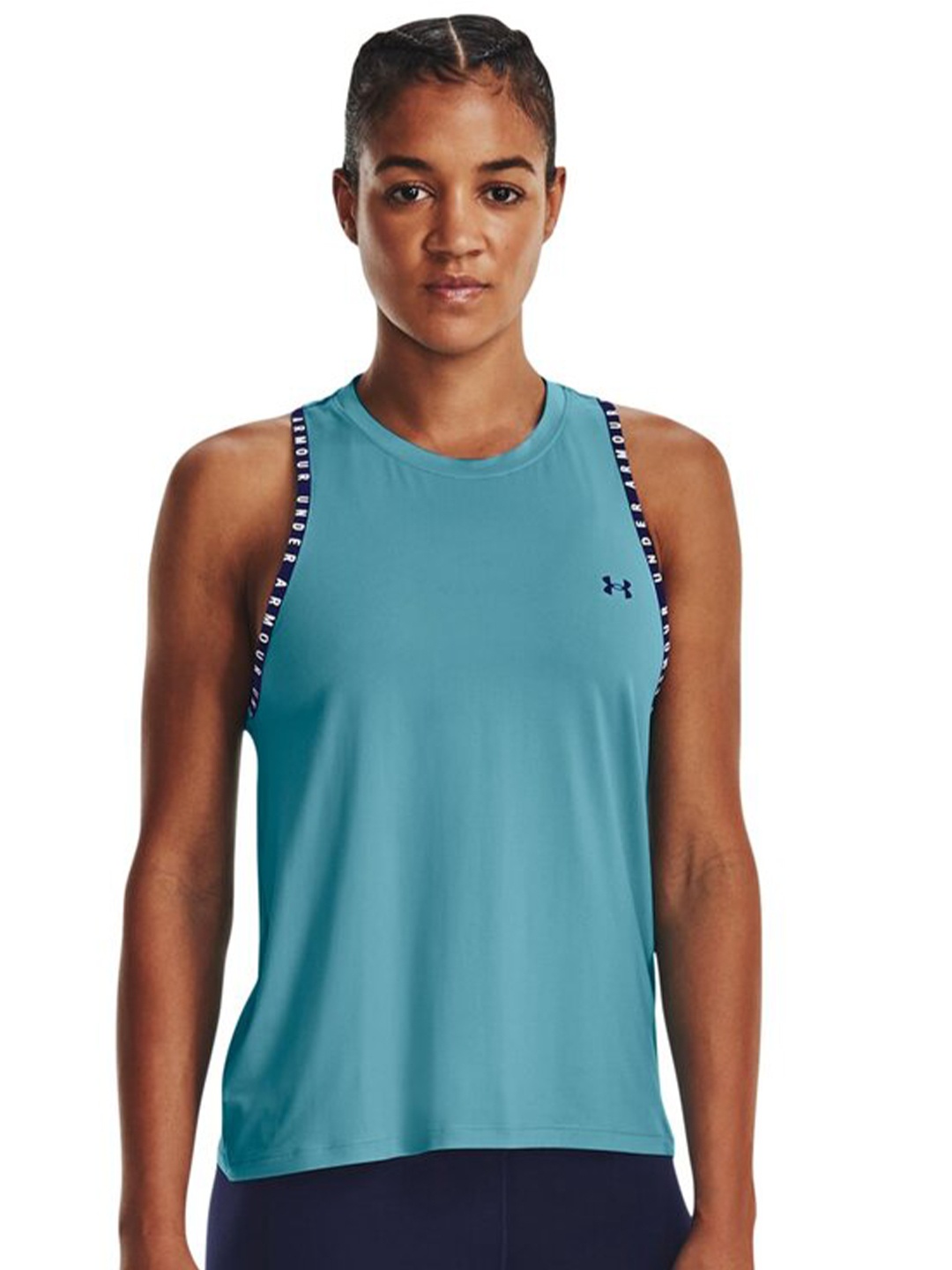 

UNDER ARMOUR Round Neck Sleeveless Knockout Novelty Tank T-shirt, Blue