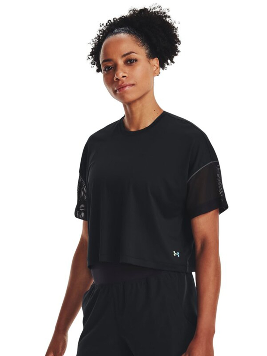 

UNDER ARMOUR Round Neck Short Sleeves Crop T-shirt, Black