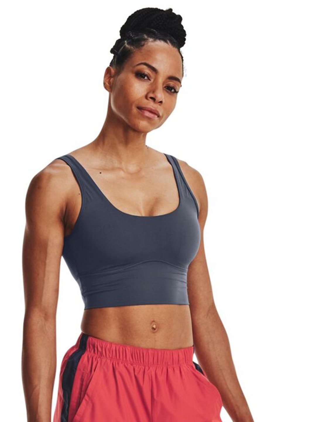

UNDER ARMOUR Round Neck Sleeveless Crop T-shirt, Grey