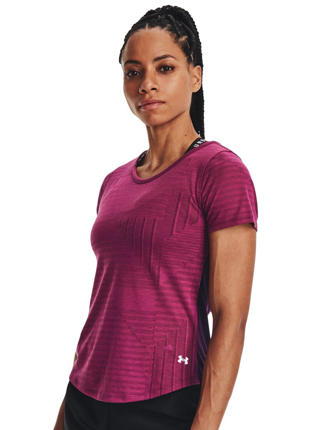 

UNDER ARMOUR Streaker Deco Diamond Round Neck Short Sleeves Cut-out Back T-shirt, Purple
