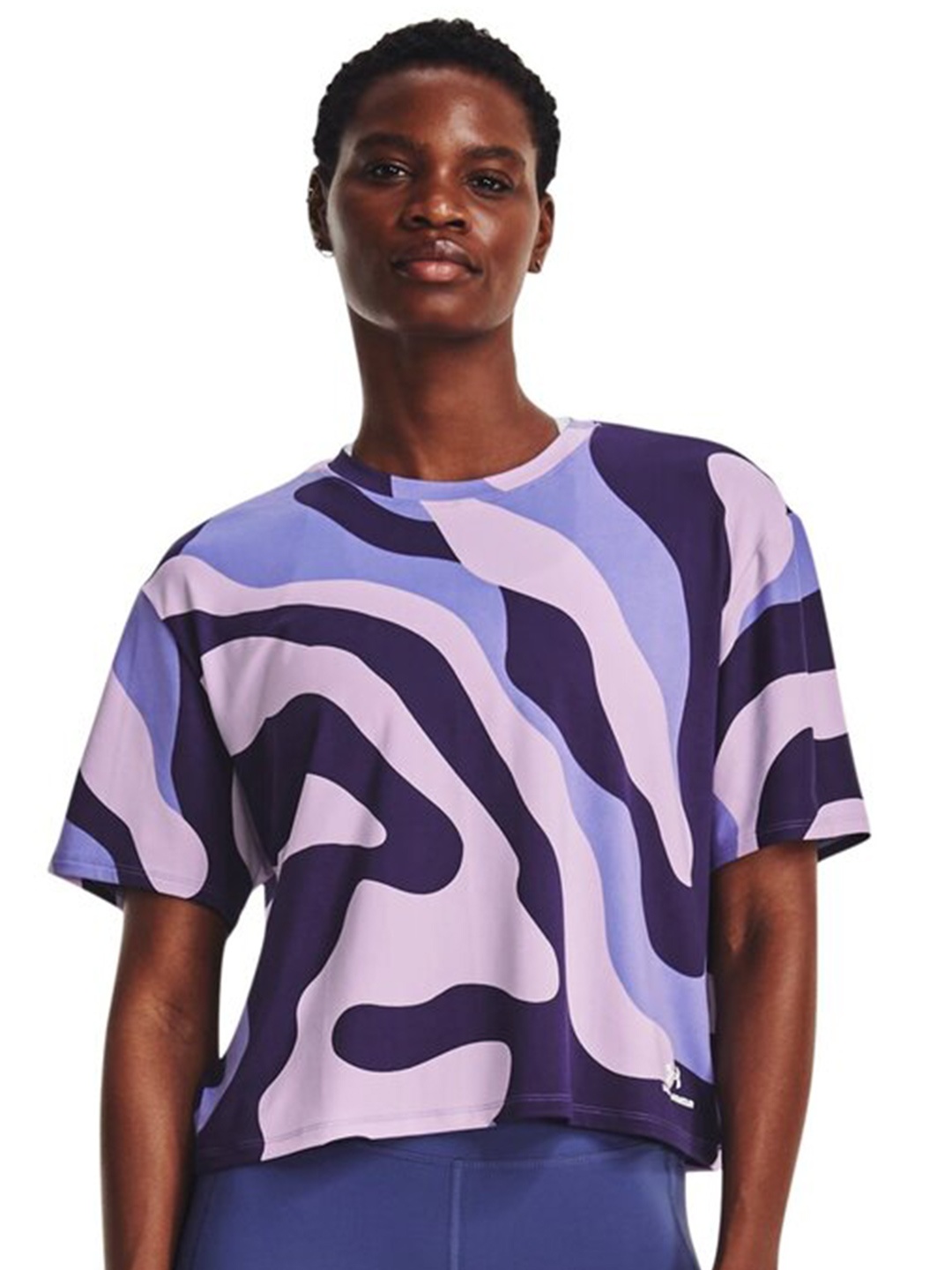 

UNDER ARMOUR Abstract Printed Short Sleeves Sports T-shirt, Lavender