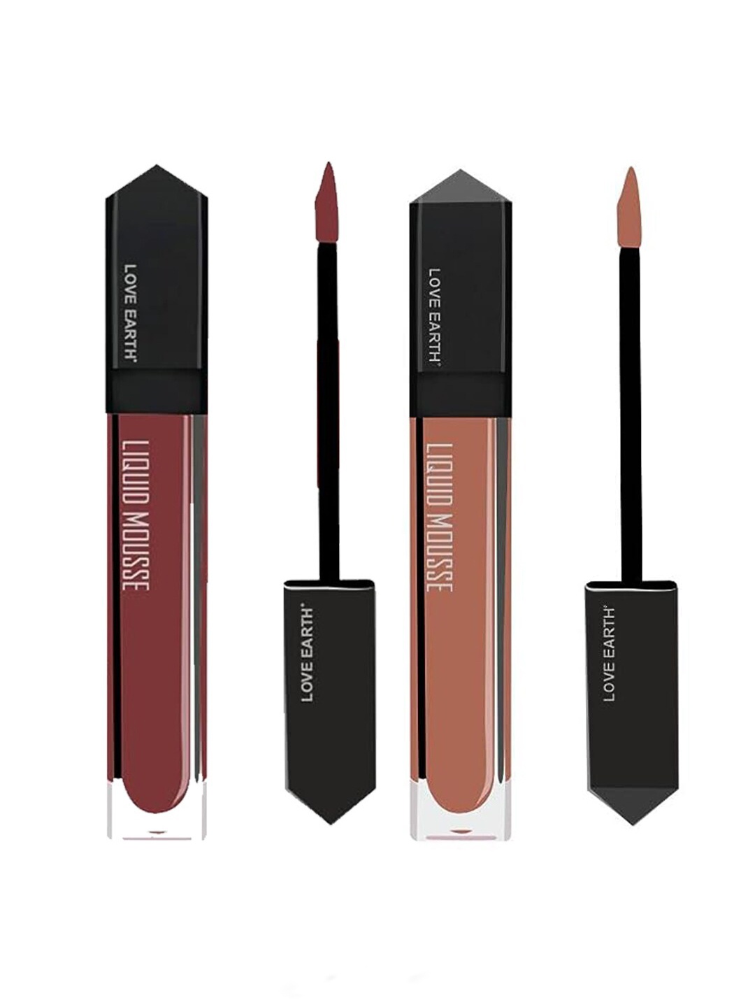 

LOVE EARTH Liquid Mousse 2Pcs Lipstick - 6ml Each - Irish Coffee-Espresso Martin, Multi