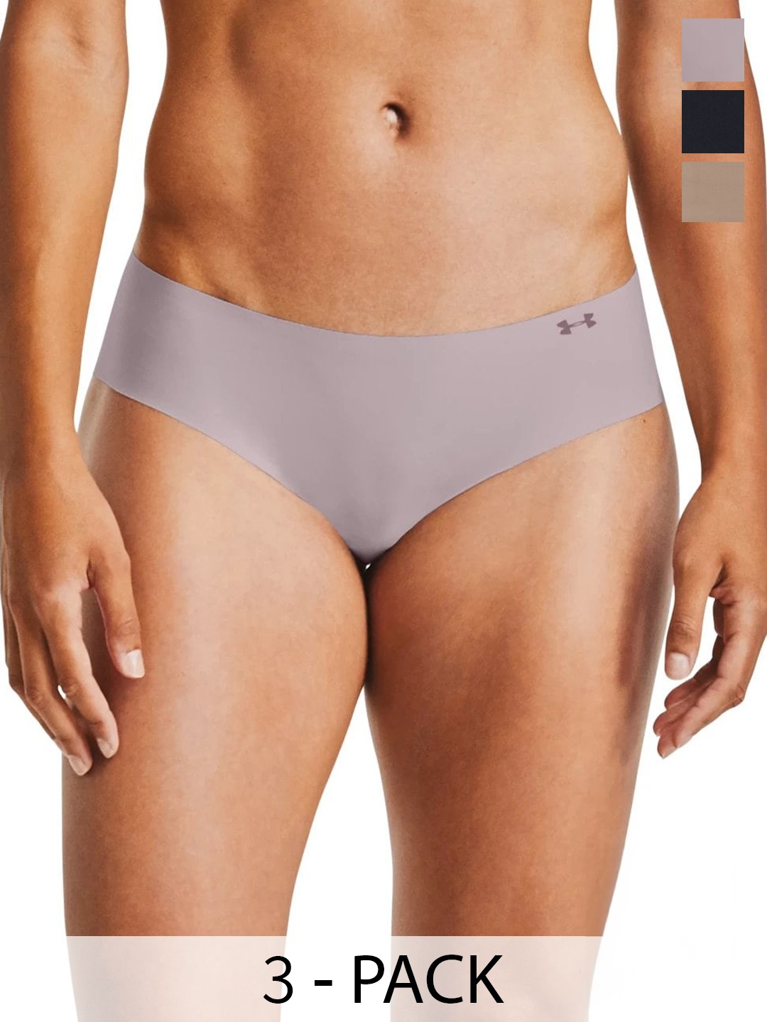 

UNDER ARMOUR Pack Of 3 Pure Stretch Hipster Briefs, Black