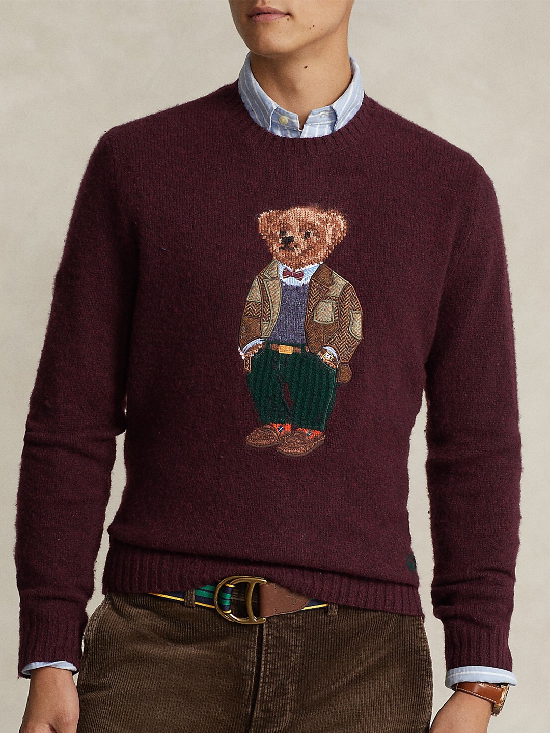

Polo Ralph Lauren Graphic Printed Woollen Sweater, Maroon