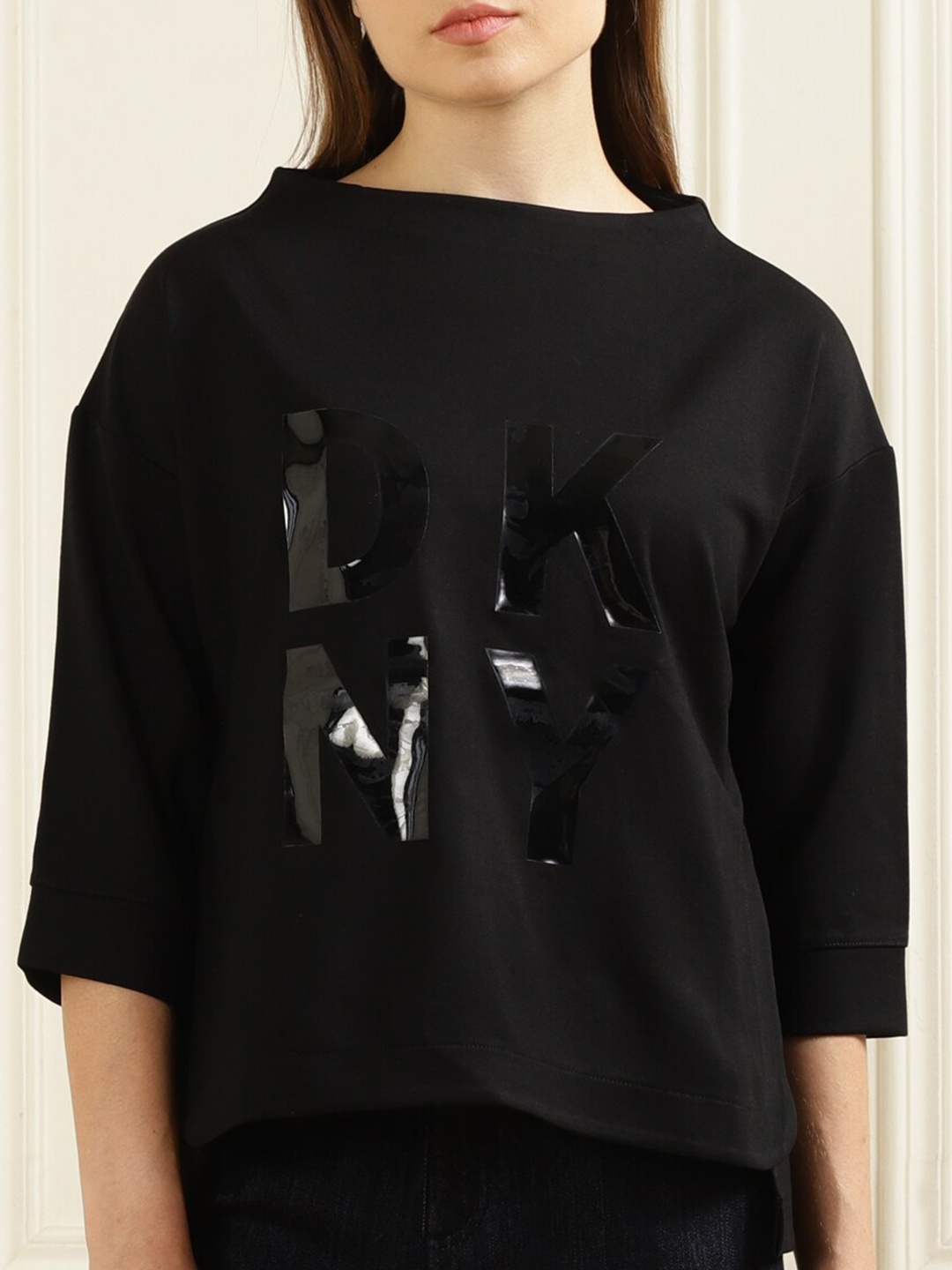 

DKNY Typography Printed Pullover Sweatshirt, Black