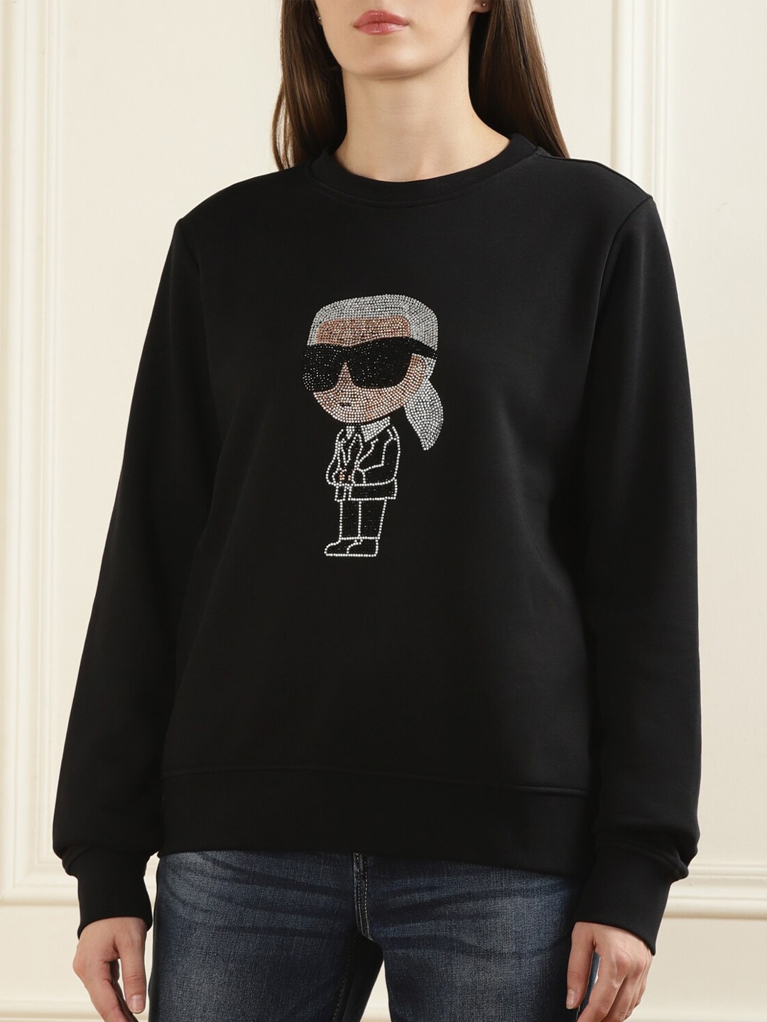 

Karl Lagerfeld Ikonik Karl Doll Printed Cotton Sweatshirt, Black