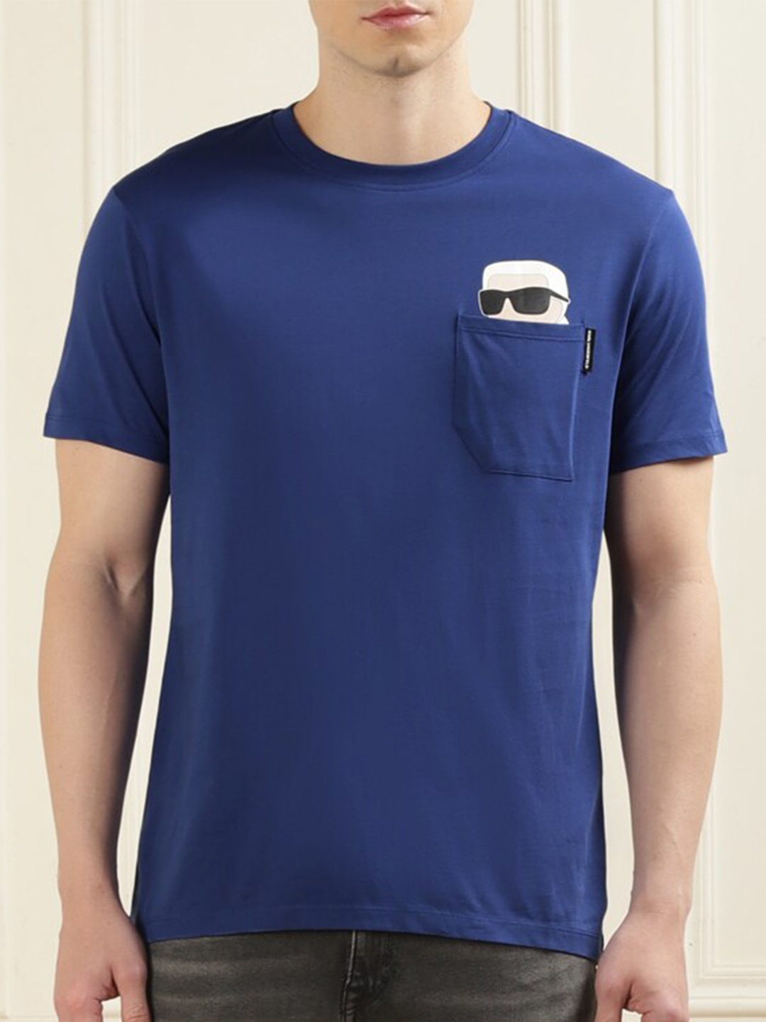 

Karl Lagerfeld Round Neck Pure Cotton T-shirt, Blue