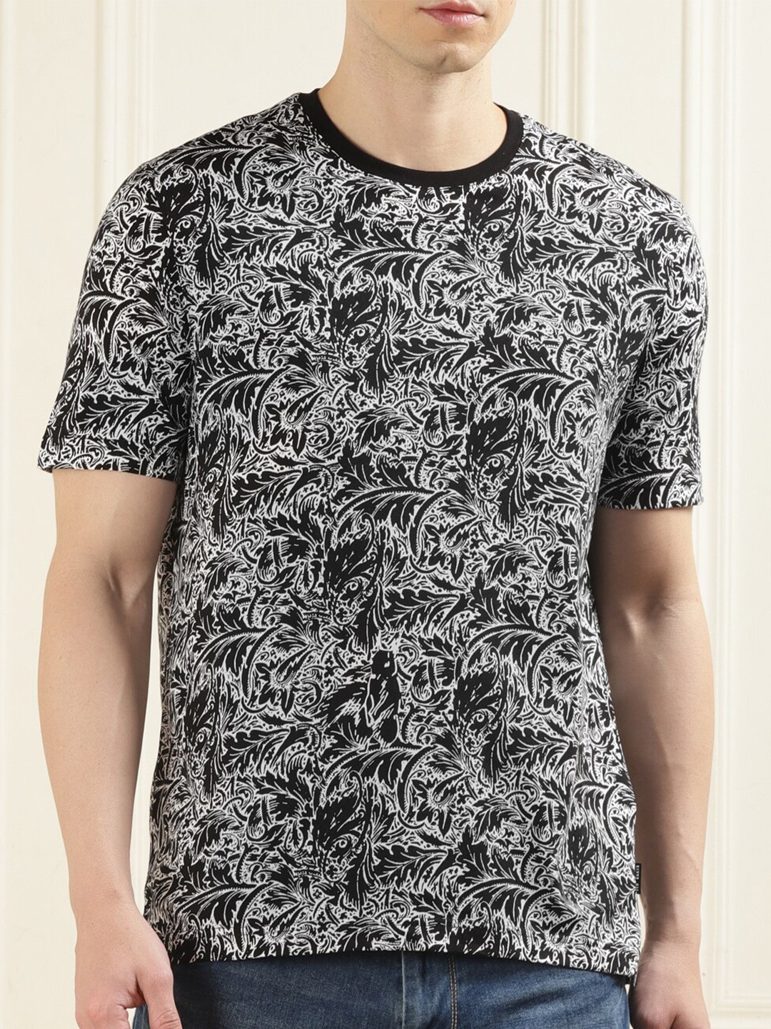 

Ted Baker Floral Printed Slim Fit Pure Cotton T-shirt, Black