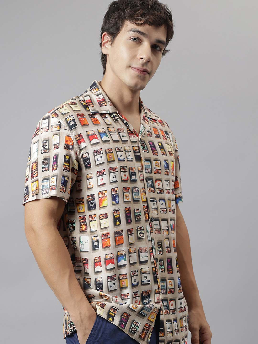 

Hancock Relaxed Opaque Printed Casual Shirt, Beige