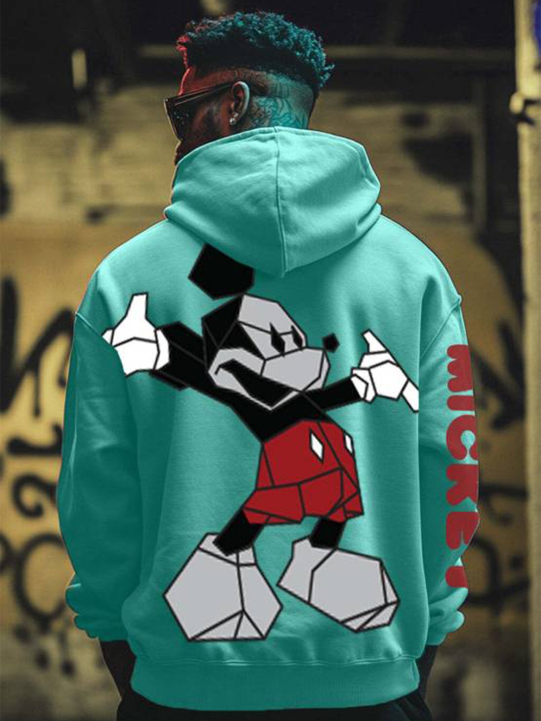 

VEIRDO Disney Graphic Printed Hooded Pullover, Green