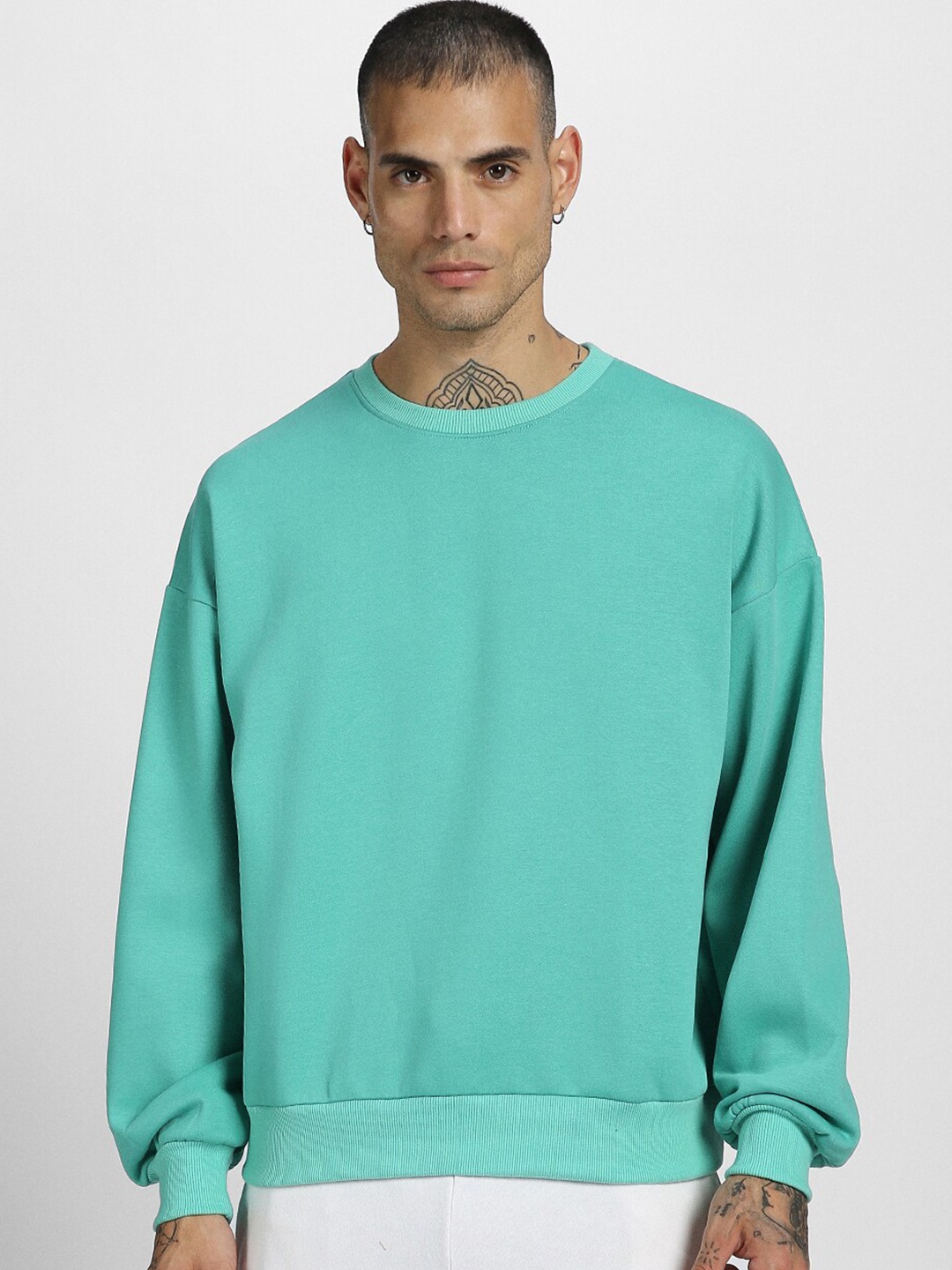 

VEIRDO Fleece Oversized Crew Neck Sweatshirt, Green