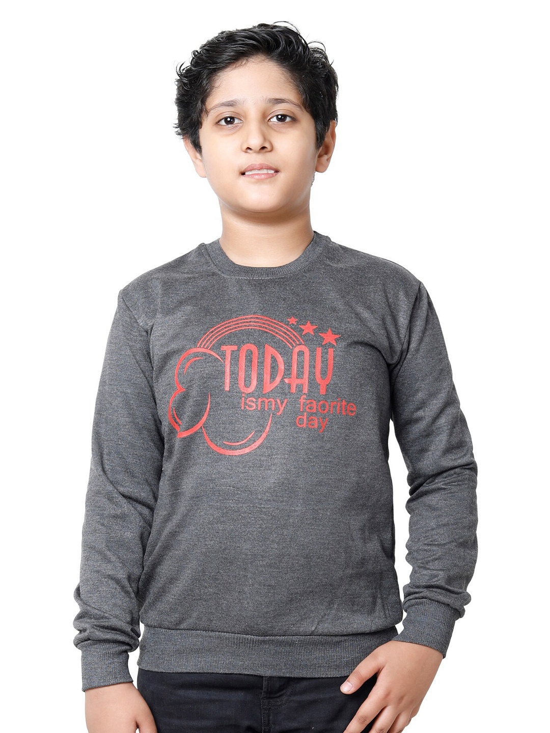 

IndiWeaves Boys Printed Fleece Pullover Sweatshirt, Grey