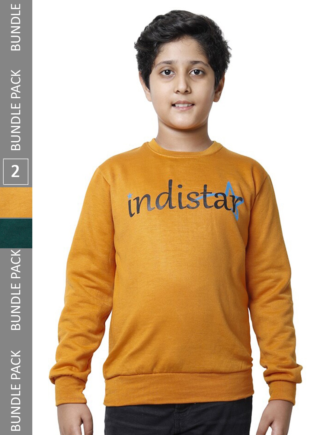 

IndiWeaves Boys Pack Of 2 Printed Fleece Sweatshirt, Mustard