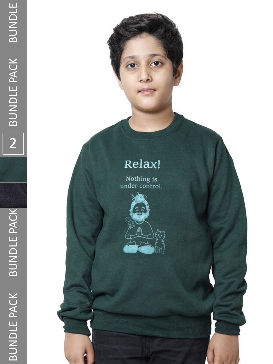 

IndiWeaves Boys Pack Of 2 Printed Pullover Sweatshirts, Teal