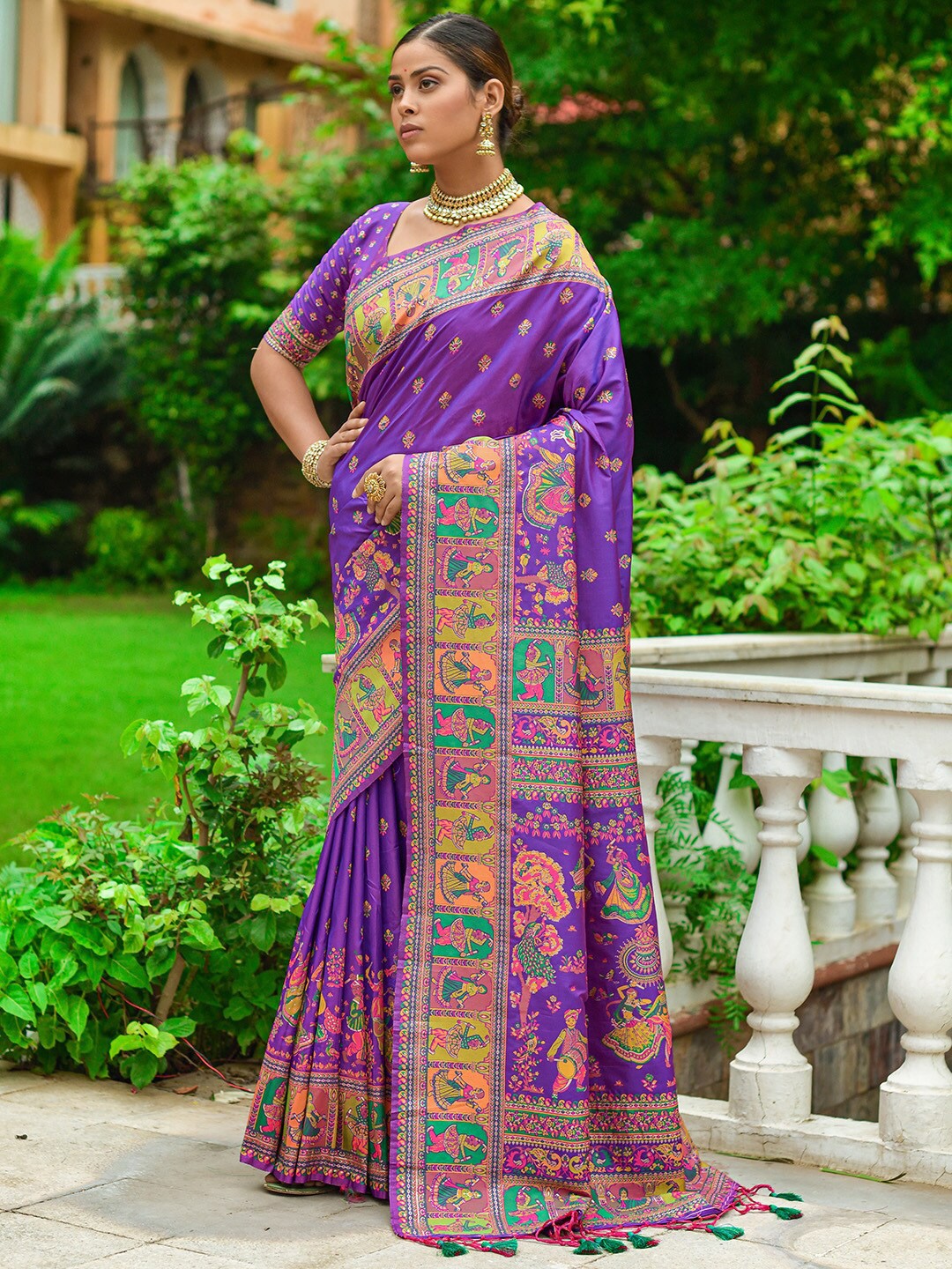 

KARAGIRI Ethnic Motif Woven Design Saree, Purple