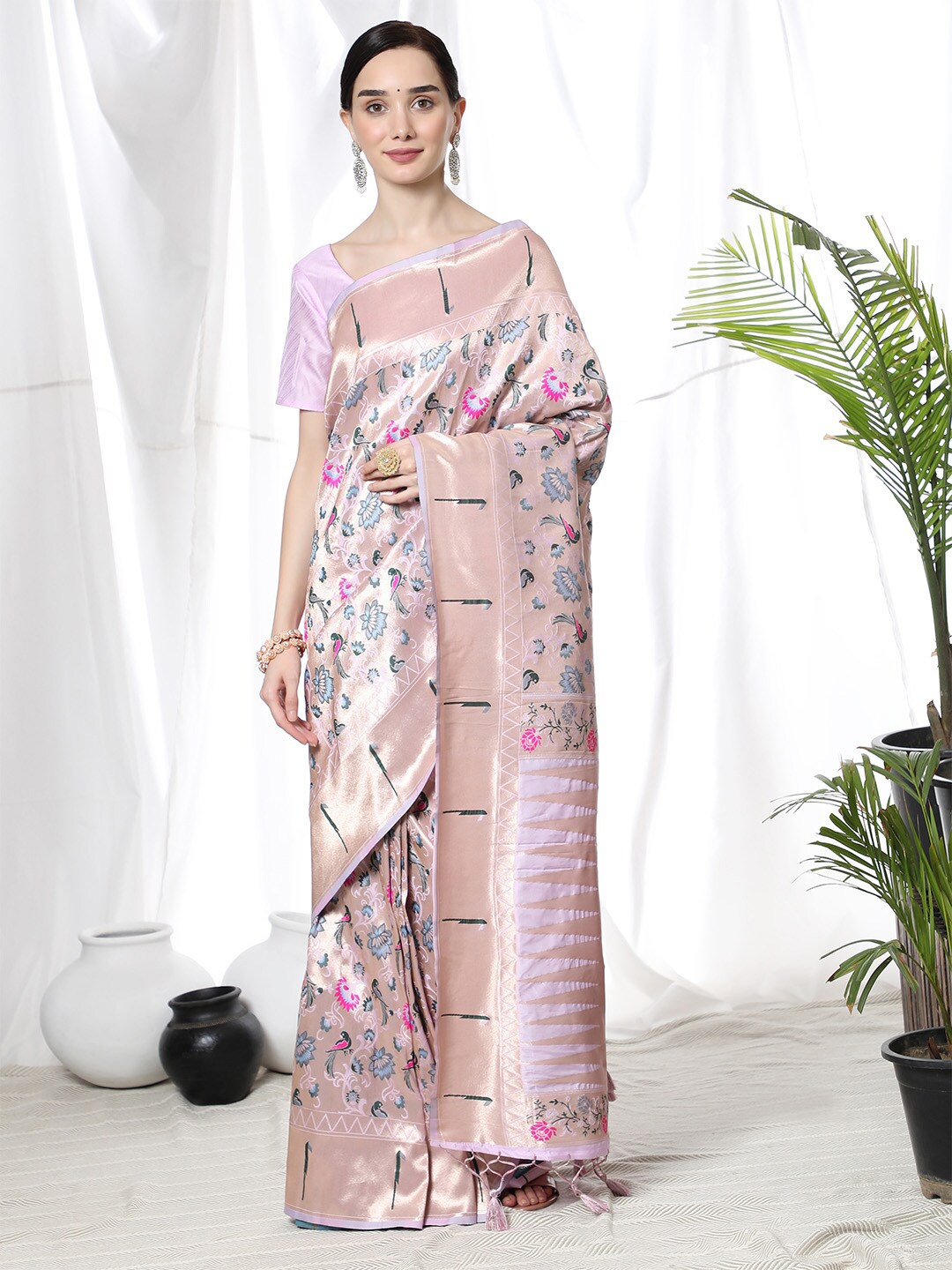 

KARAGIRI Woven Design Zari Paithani Saree, Purple