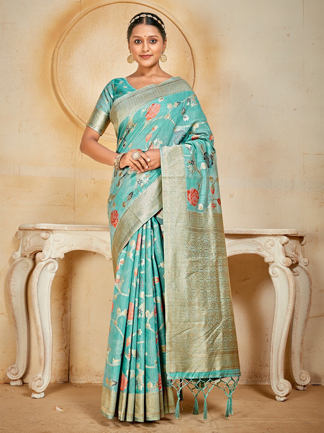 

KARAGIRI Woven Design Zari Banarasi Saree, Green