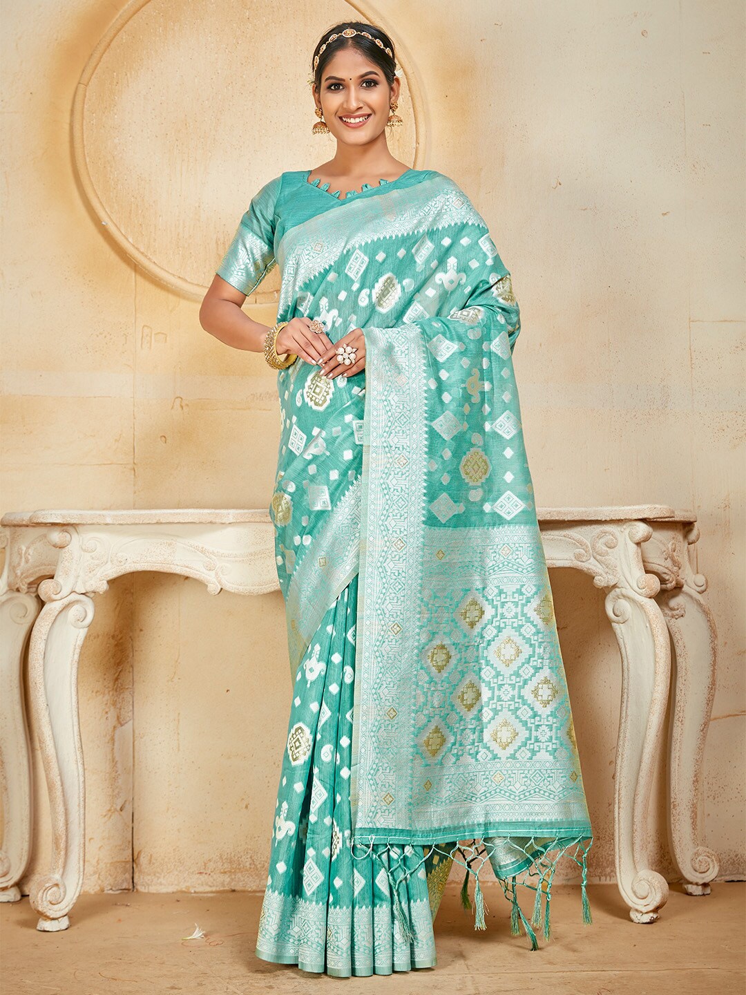 

KARAGIRI Woven Design Zari Designer Banarasi Saree, Blue