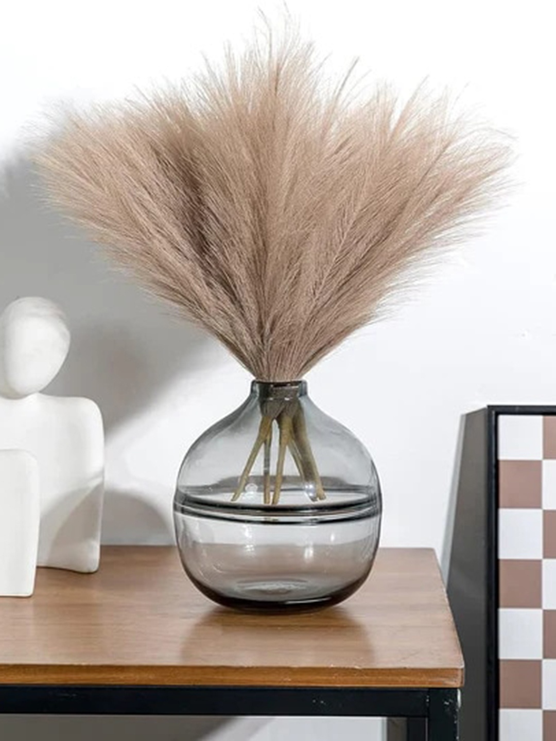 

BS AMOR Brown 4 Pieces Artificial Faux Pampas Grass