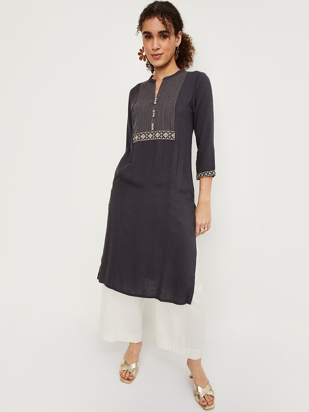 

max Women Grey Kurta