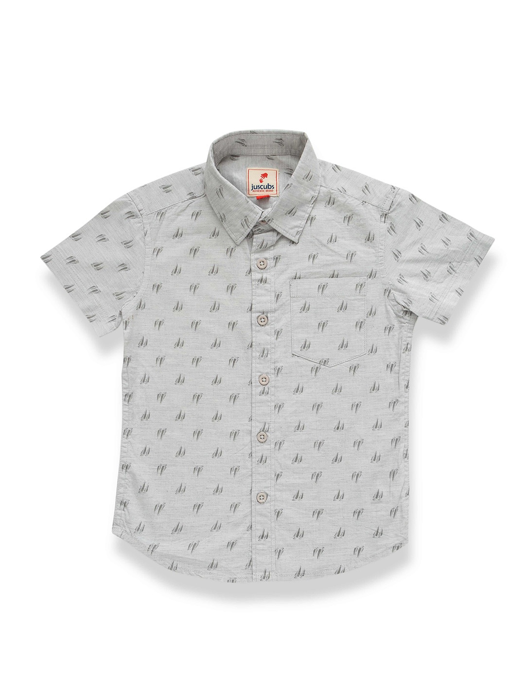 

JusCubs Boys Premium Conversational Printed Cotton Casual Shirt, Grey
