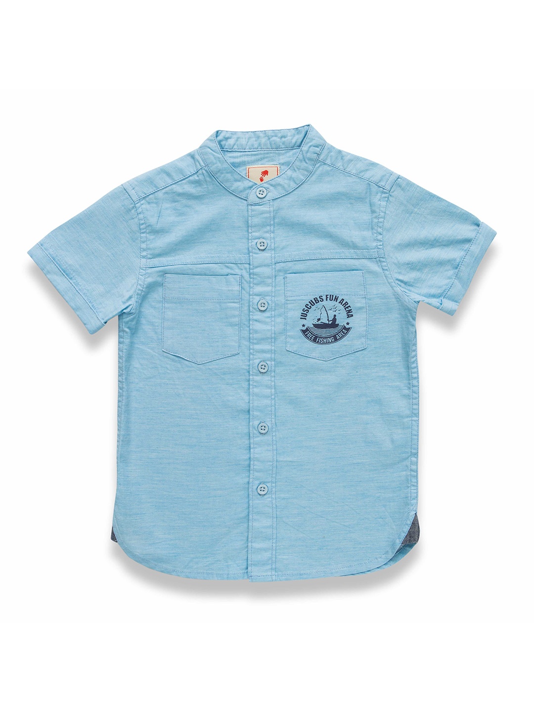 

JusCubs Boys Blue Premium Band Collar Cotton Casual Shirt