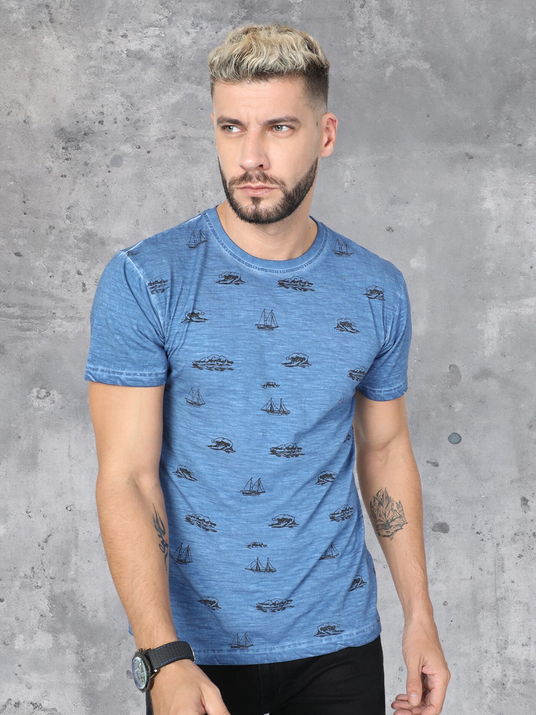 

fanideaz Typography Printed T-shirt, Blue