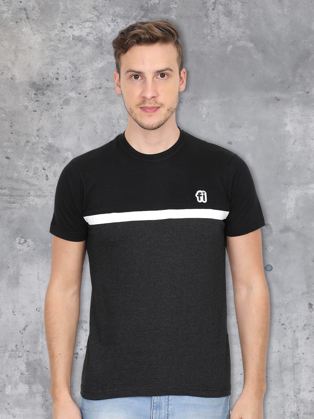 

fanideaz Striped Round Neck T-shirt, Black