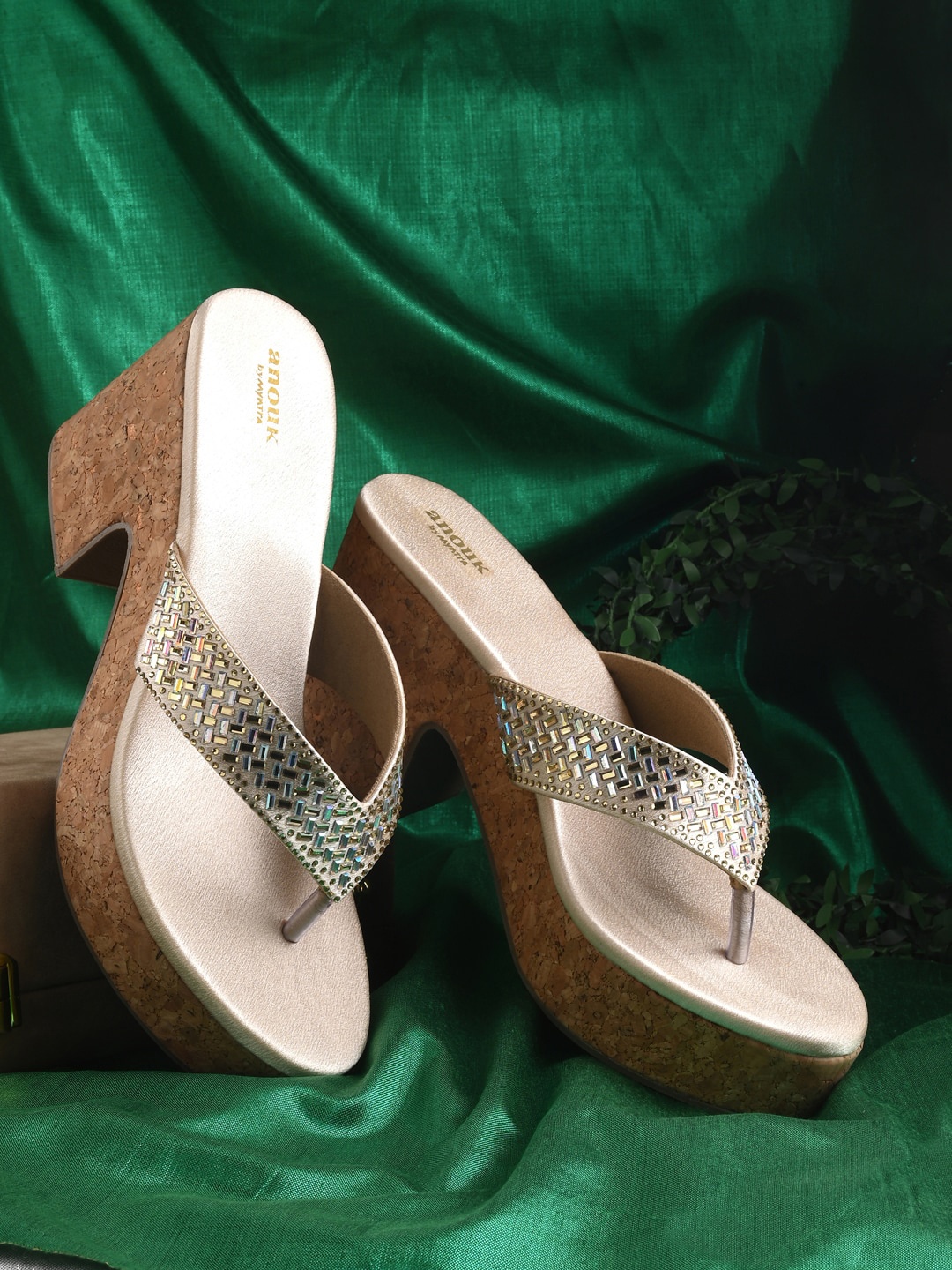 

Anouk Embellished Block Heels, Beige