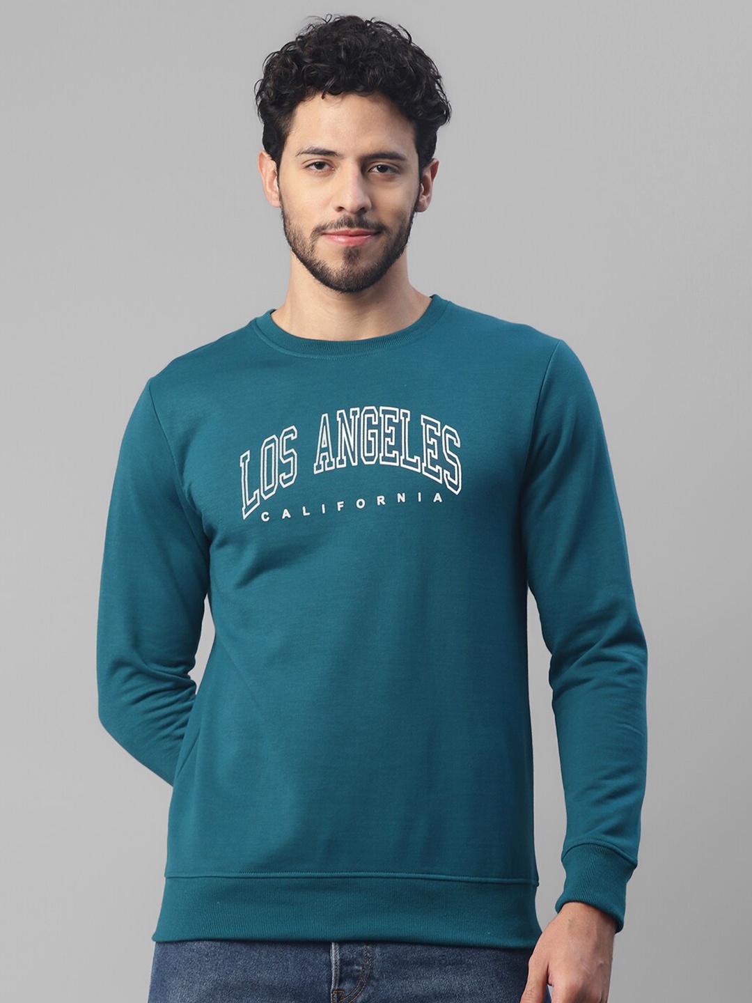 

UrbanMark Typography Printed Pullover Sweatshirt, Teal