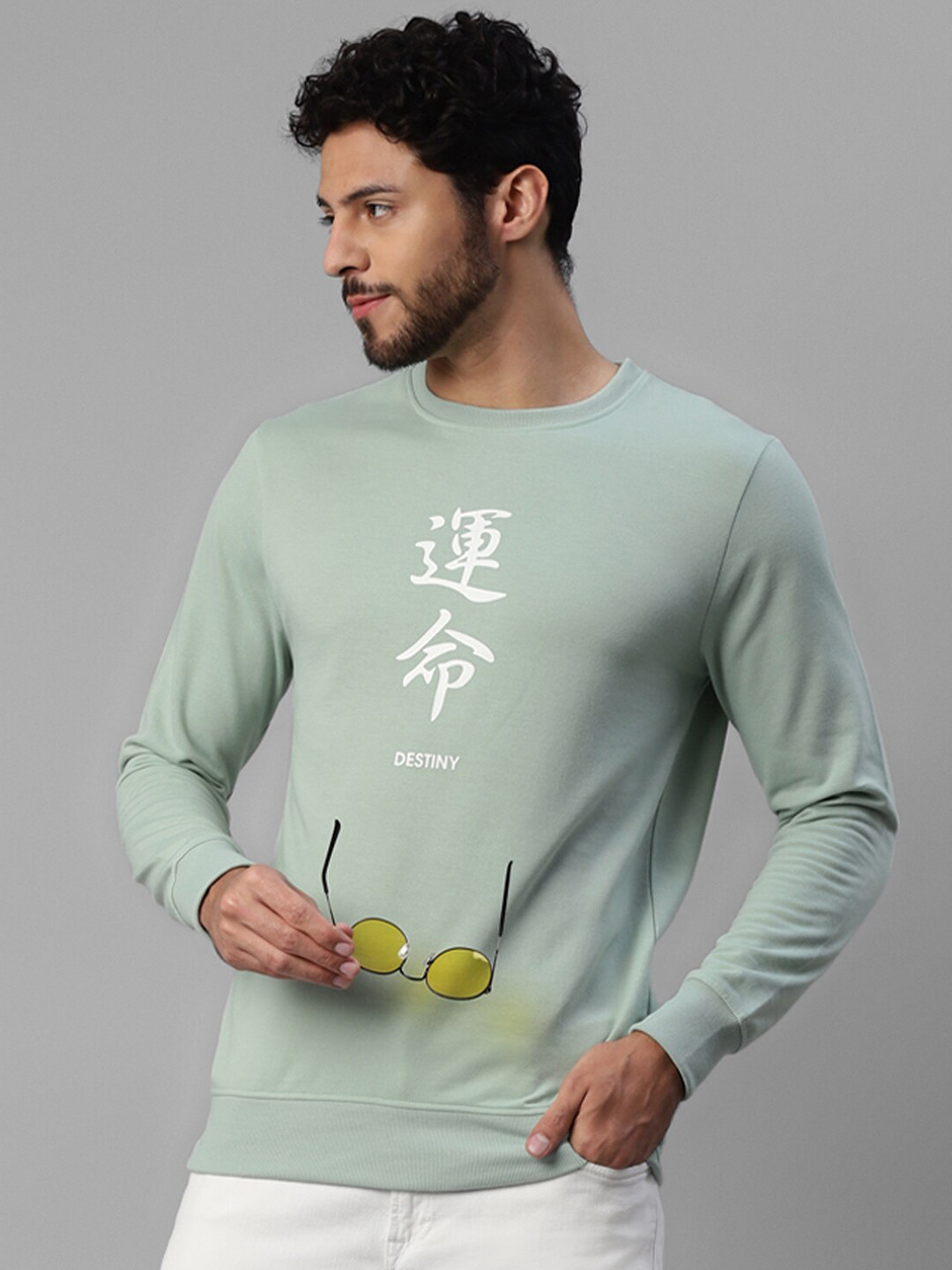 

UrbanMark Typography Printed Pullover Sweatshirt, Green